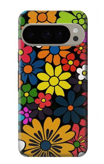 S4043 Fleurs colorées dessin animé Etui Coque Housse pour Google Pixel 9 Pro
