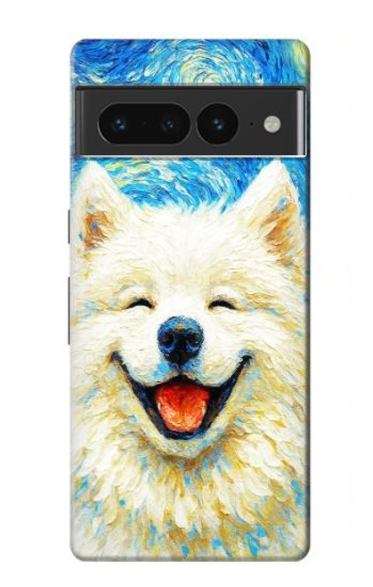 S4064 Chien souriant La Nuit étoilée de Van Gogh Etui Coque Housse pour Google Pixel 7 Pro