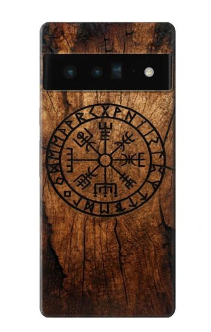 S4036 Boussole en bois viking Vegvisir Etui Coque Housse pour Google Pixel 6 Pro