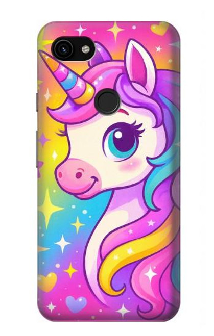 S4057 Licorne mignonne dessin animé Etui Coque Housse pour Google Pixel 3a XL