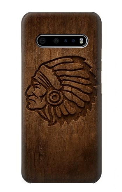 S4035 Sculpture sur bois amérindienne Etui Coque Housse pour LG V60 ThinQ 5G