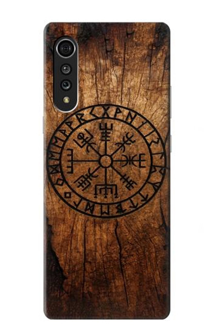 S4036 Boussole en bois viking Vegvisir Etui Coque Housse pour LG Velvet