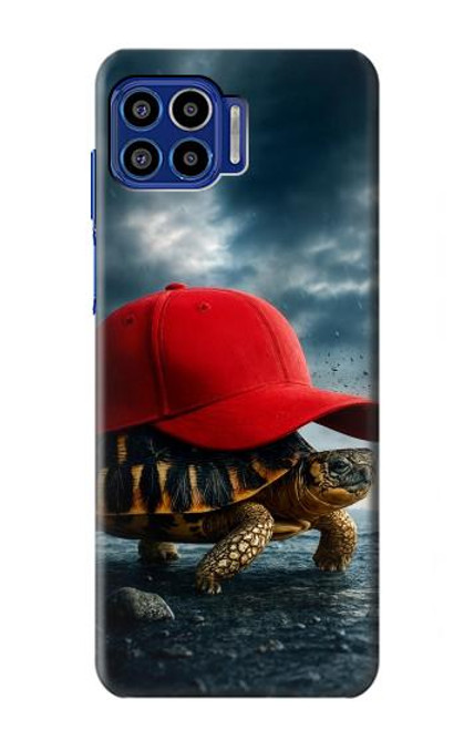 S4056 Tortue de Madagascar à bonnet rouge Etui Coque Housse pour Motorola One 5G