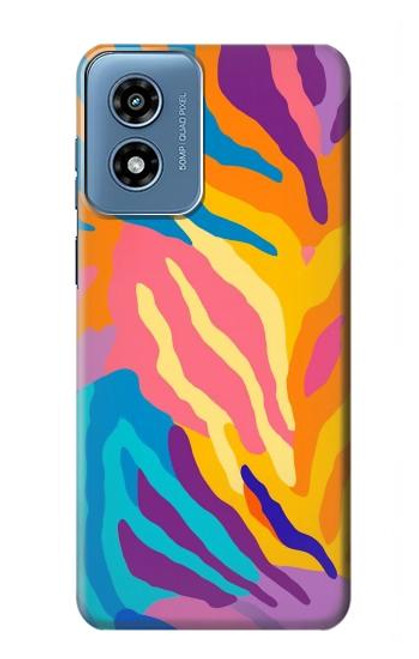 S4037 Motif zèbre coloré Etui Coque Housse pour Motorola Moto G Play 4G (2024)