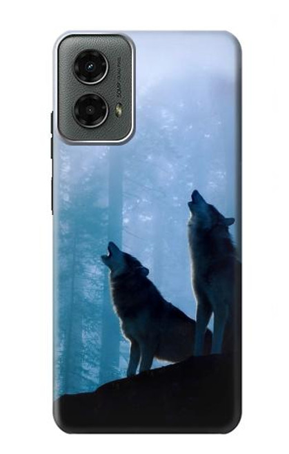 S4053 Couple de deux loups hurlant dans la forêt Etui Coque Housse pour Motorola Moto G 5G (2024)