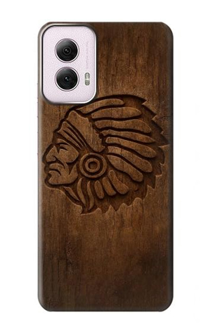S4035 Sculpture sur bois amérindienne Etui Coque Housse pour Motorola Moto G Power 5G (2024)