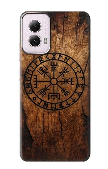 S4036 Boussole en bois viking Vegvisir Etui Coque Housse pour Motorola Moto G Power 5G (2024)