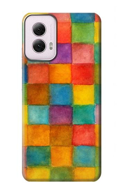 S4077 Aquarelle motif à carreaux colorés Etui Coque Housse pour Motorola Moto G Power 5G (2024)