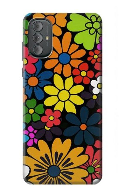 S4043 Fleurs colorées dessin animé Etui Coque Housse pour Motorola Moto G Power 2022, G Play 2023