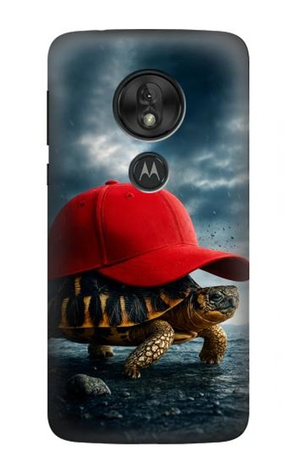 S4056 Tortue de Madagascar à bonnet rouge Etui Coque Housse pour Motorola Moto G7 Power