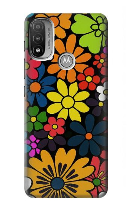 S4043 Fleurs colorées dessin animé Etui Coque Housse pour Motorola Moto E20,E30,E40