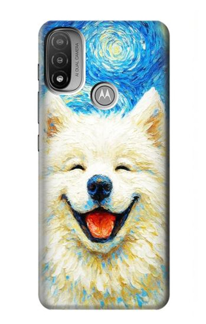 S4064 Chien souriant La Nuit étoilée de Van Gogh Etui Coque Housse pour Motorola Moto E20,E30,E40