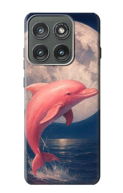 S4045 Nuit de lune de dauphin Etui Coque Housse pour Motorola Edge (2025)