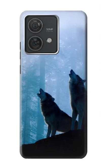 S4053 Couple de deux loups hurlant dans la forêt Etui Coque Housse pour Motorola Edge 40 Neo