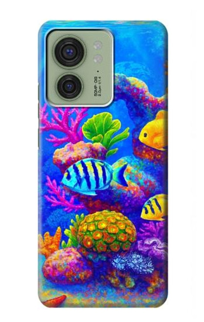 S4058 Aquarium coloré Etui Coque Housse pour Motorola Edge (2023), Edge 40