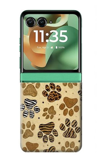 S4032 Empreinte de patte d'animal sauvage Etui Coque Housse pour Motorola Razr 60, Razr 2025