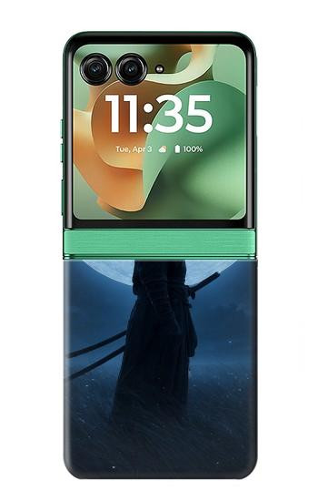 S4034 Nuit de lune de samouraï Etui Coque Housse pour Motorola Razr 70+,60+, Razr+ (2026, 2025, 2024)