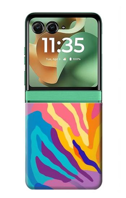 S4037 Motif zèbre coloré Etui Coque Housse pour Motorola Razr 60, Razr 2025
