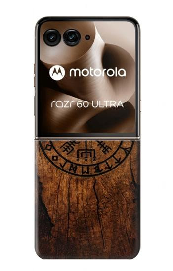 S4036 Boussole en bois viking Vegvisir Etui Coque Housse pour Motorola Razr 70 Ultra, 60 Ultra, 50 Ultra, Ultra 2026, Ultra 2025