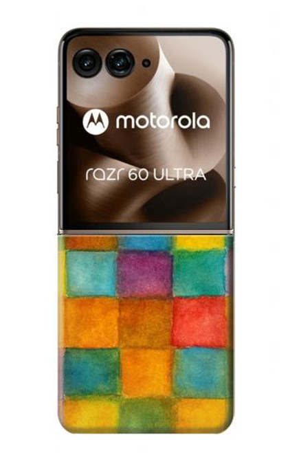S4077 Aquarelle motif à carreaux colorés Etui Coque Housse pour Motorola Razr 60 Ultra, Razr Ultra 2025