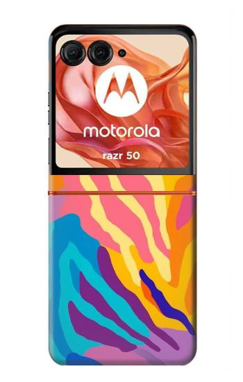 S4037 Motif zèbre coloré Etui Coque Housse pour Motorola Razr 70,60,50, Razr (2026, 2025, 2024)