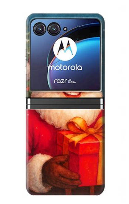 S4046 Joyeux Père Noël Etui Coque Housse pour Motorola Razr 40 Ultra