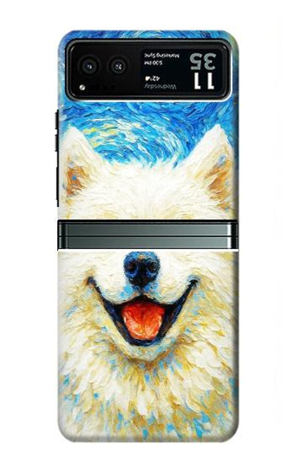 S4064 Chien souriant La Nuit étoilée de Van Gogh Etui Coque Housse pour Motorola Razr 40