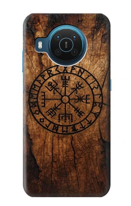 S4036 Boussole en bois viking Vegvisir Etui Coque Housse pour Nokia X20