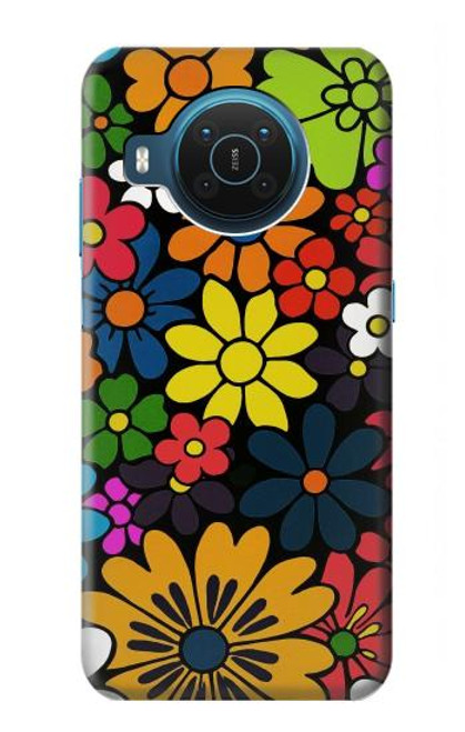 S4043 Fleurs colorées dessin animé Etui Coque Housse pour Nokia X20