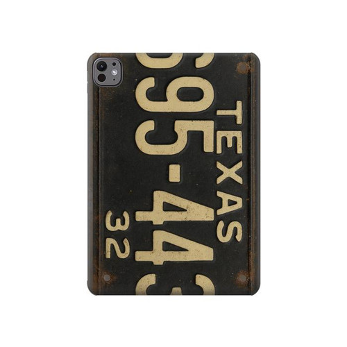 S4061 Plaque d'immatriculation vintage du Texas Etui Coque Housse pour iPad Air (2020, 2022), Air 11 (2024,2025,2026), Pro 11 (2022)