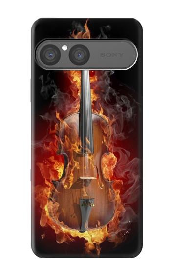 S0864 Violon feu Etui Coque Housse pour Sony Xperia 10 VII