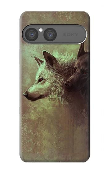 S0931 Loup Blanc Noir Etui Coque Housse pour Sony Xperia 10 VII