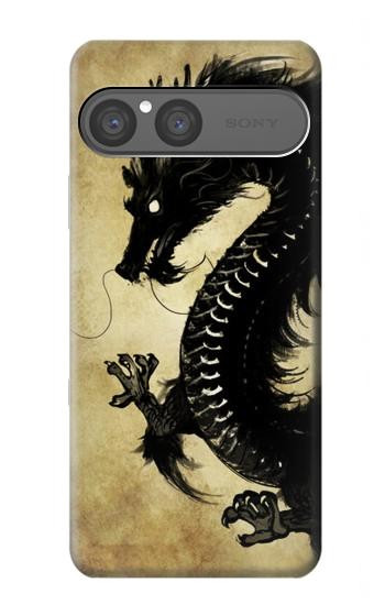 S1482 Peinture Noir dragon Etui Coque Housse pour Sony Xperia 10 VII, 10 VIII