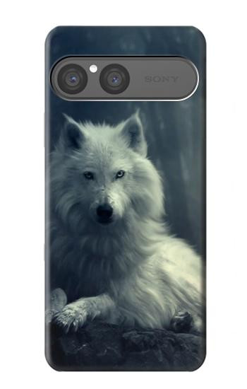 S1516 Loup blanc Etui Coque Housse pour Sony Xperia 10 VII, 10 VIII