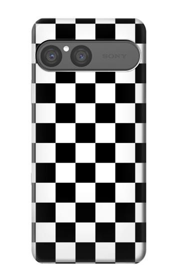S1611 Échiquier Damier Noir Blanc Etui Coque Housse pour Sony Xperia 10 VII, 10 VIII
