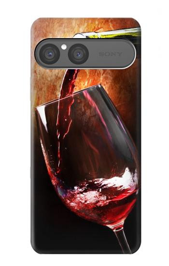 S2396 Rouge Bouteille de vin et le verre Etui Coque Housse pour Sony Xperia 10 VII