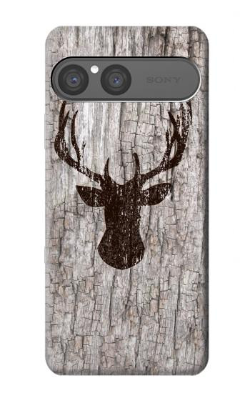 S2505 Tête de Renne Vieux bois Texture graphique Etui Coque Housse pour Sony Xperia 10 VII