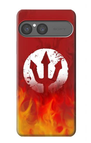 S2803 Feu Rouge Diable Lance Symbole Etui Coque Housse pour Sony Xperia 10 VII, 10 VIII