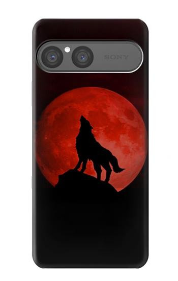 S2955 Loup Hurlant Rouge Lune Etui Coque Housse pour Sony Xperia 10 VII, 10 VIII
