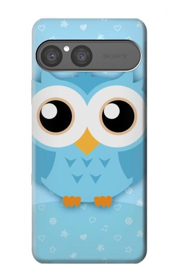 S3029 Bleu mignon Chouette Etui Coque Housse pour Sony Xperia 10 VII, 10 VIII
