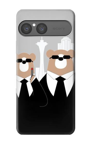 S3557 Ours en Costume Noir Etui Coque Housse pour Sony Xperia 10 VII, 10 VIII