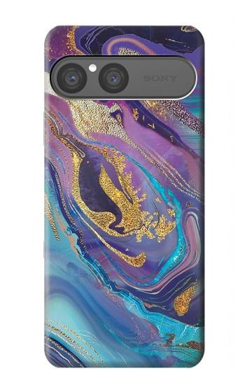 S3676 Pierre de marbre abstraite colorée Etui Coque Housse pour Sony Xperia 10 VII