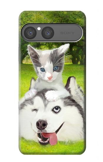 S3795 Peinture Husky Sibérien Ludique Chaton Grincheux Etui Coque Housse pour Sony Xperia 10 VII