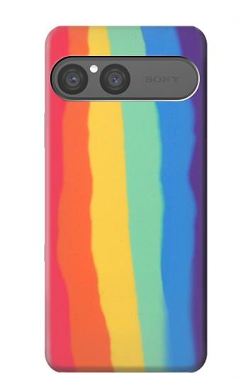 S3799 Arc-en-ciel aquarelle vertical mignon Etui Coque Housse pour Sony Xperia 10 VII, 10 VIII