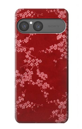 S3817 Motif de fleurs de cerisier floral rouge Etui Coque Housse pour Sony Xperia 10 VII