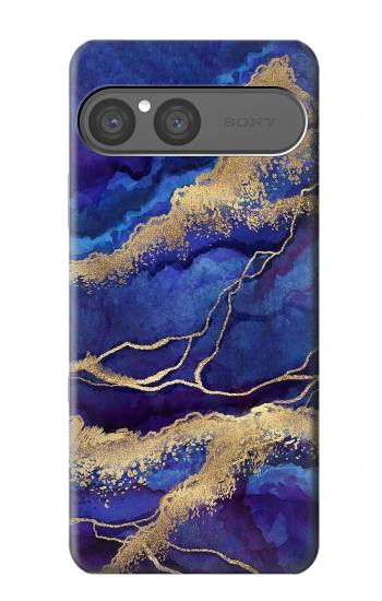 S3906 Marbre violet bleu marine Etui Coque Housse pour Sony Xperia 10 VII