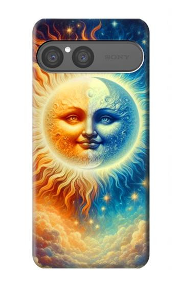S3966 Soleil artistique et lune Etui Coque Housse pour Sony Xperia 10 VII, 10 VIII