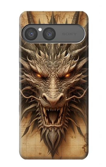 S3981 Vieille carte avec tête de dragon Etui Coque Housse pour Sony Xperia 10 VII, 10 VIII