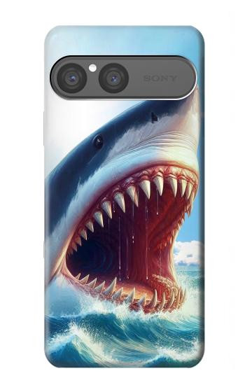 S4004 Peinture à l'huile Requin géant Etui Coque Housse pour Sony Xperia 10 VII, 10 VIII