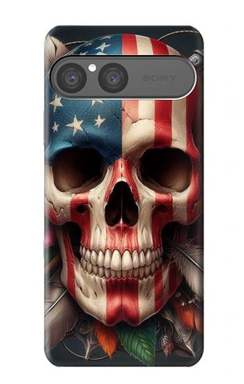 S4015 Drapeau américain de crâne Etui Coque Housse pour Sony Xperia 10 VII, 10 VIII